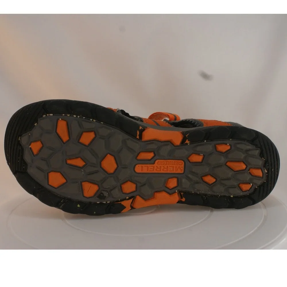 Merrell Hydro Kids Orange Gray Leather Mesh Water Sandals MY56930 US 4M EU 35